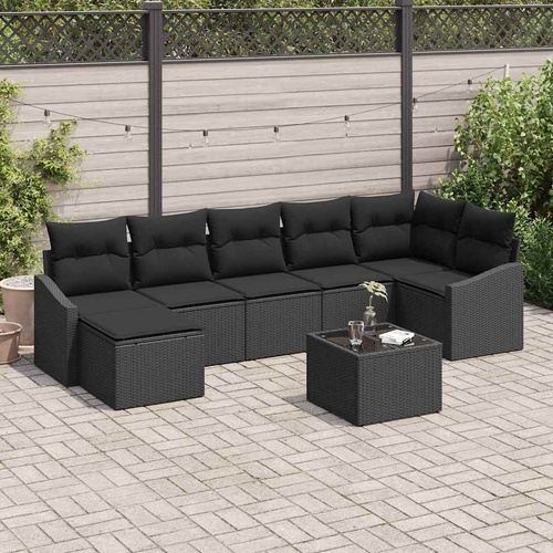 Garden Sofa Set 8 pcs Black Poly rattan