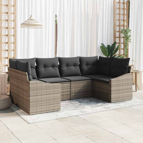 Garden Sofa Set 6 pcs Grey Poly rattan