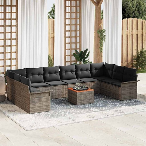Garden Sofa Set 11 pcs Grey Poly rattan