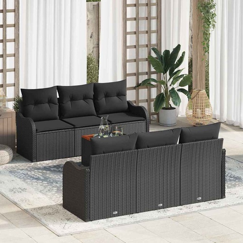 Garden Sofa Set 7 pcs Black Poly rattan