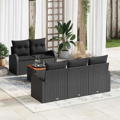 Garden Sofa Set 6 pcs Black Poly rattan