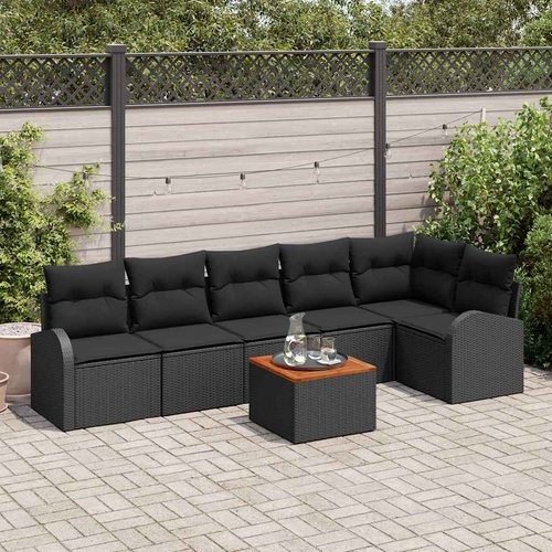 Garden Sofa Set 7 pcs Black Poly rattan