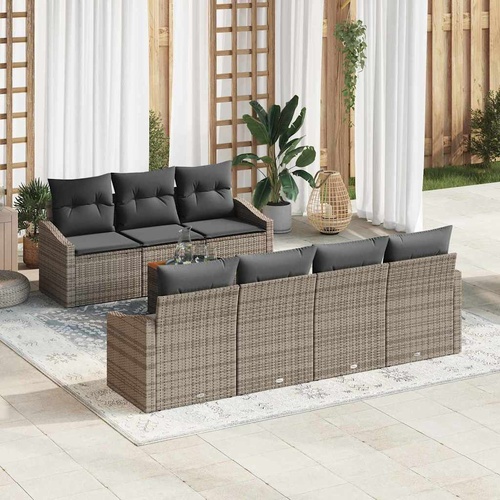 Garden Sofa Set with Cushion 8 pcs Grey Poly rattan