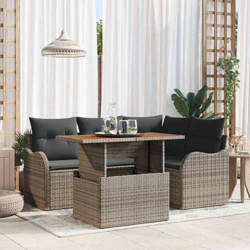 Garden Sofa Set with Cushion Manual 5 pcs Grey 100 x 55 x 73 cm