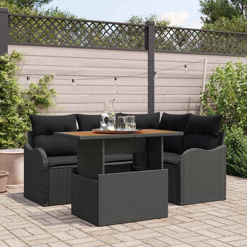 Garden Sofa Set with Cushion 5 pcs Black 100 x 55 x 73 cm