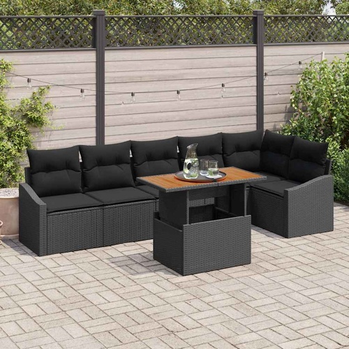 Garden Dining Set with Cushion Black and Brown 100 x 55 x 73 cm
