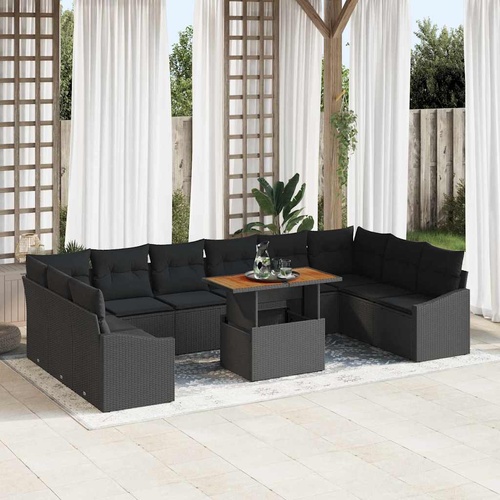 Garden Dining Set 11 pcs Black and Brown 100 x 55 x 73 cm