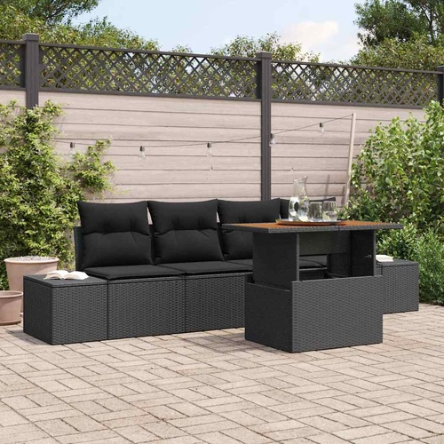 Garden Dining Set with Cushion Black and Brown 100 x 55 x 73 cm
