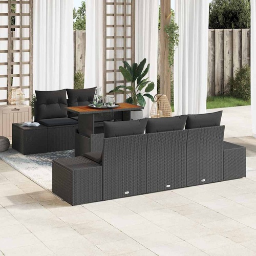 Garden Dining Set Manual 6 pcs Black and Brown 100 x 55 x 73 cm