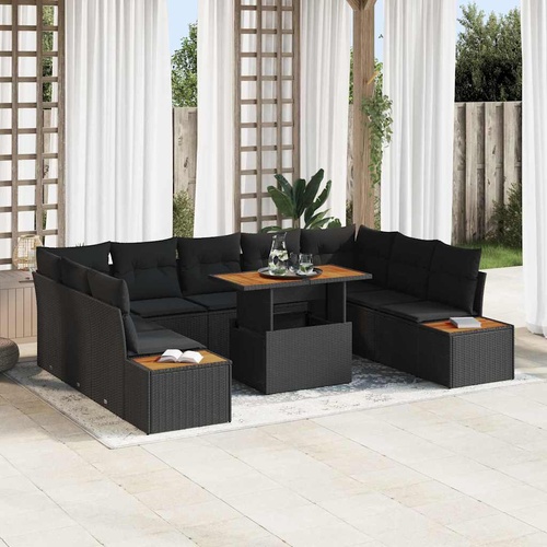 Garden Dining Set 10 pcs Black and Brown 100 x 55 x 73 cm