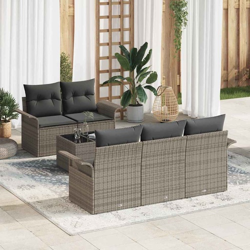Garden Sofa Set with Cushion Manual 6 pcs Grey 55 x 55 x 37 cm