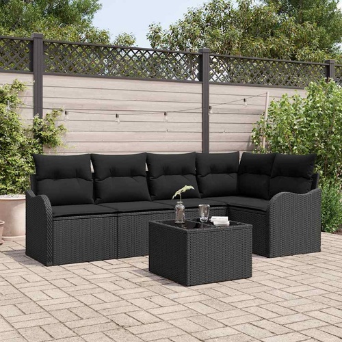 Garden Sofa Set with Cushion 6 pcs Beige Poly rattan