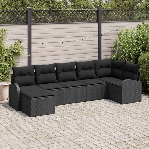 Garden Sofa Set 7 pcs Black Poly rattan