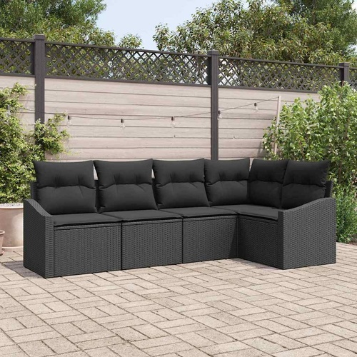 Garden Dining Set with Cushion with Storage 5 pcs Black
