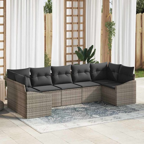 Garden Dining Set with Cushion with Storage 7 pcs Grey