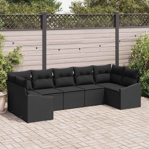 Garden Dining Set with Cushion with Storage 7 pcs Black