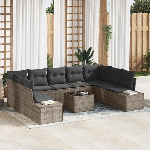 Garden Sofa Set 10 pcs Grey 289 x 209 x 85 cm Poly rattan