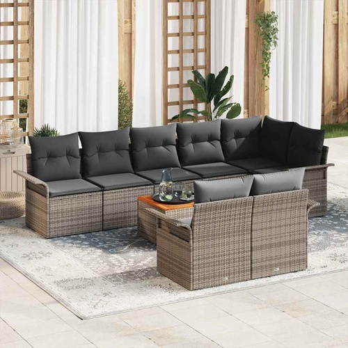 Garden Sofa Set with Cushion Manual 9 pcs Grey 55 x 55 x 37 cm