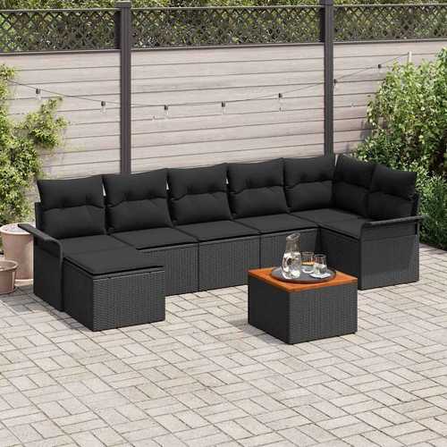 Garden Sofa Set with Storage 8 pcs Black Poly Rattan