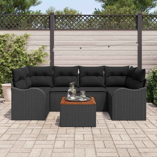 Garden Sofa Set 7 pcs Black