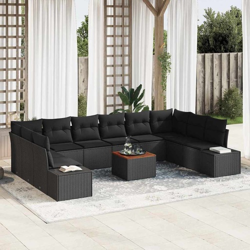 Garden Sofa Set 11 pcs Black