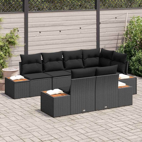 Garden Sofa Set 7 pcs Black 264 x 154 x 85 cm Poly rattan