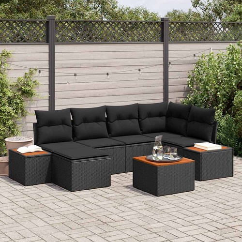 Garden Sofa Set 7 pcs Black 264 x 154 x 85 cm Poly rattan