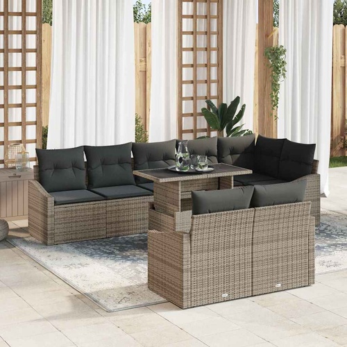 Garden Sofa Set with Cushion 9 pcs Grey 100 x 55 x 73 cm