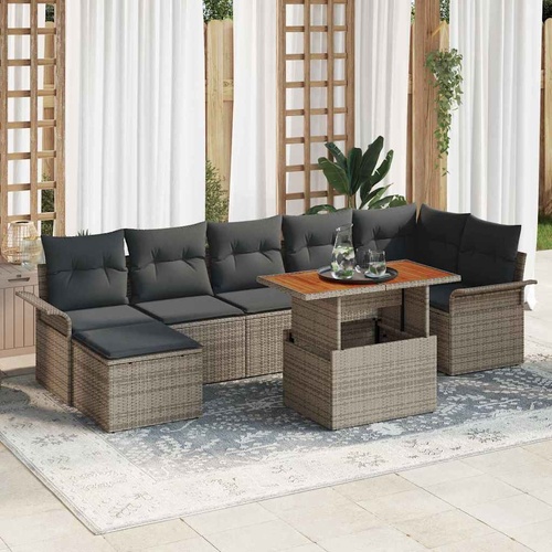 Garden Sofa Set with Storage 8 pcs Grey Poly rattan