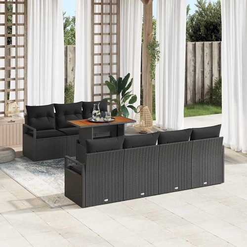 Garden Sofa Set with Storage 8 pcs Black Poly rattan