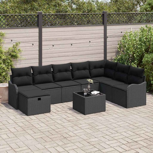 Garden Sofa Set 9 pcs Black 287.5 x 177.5 x 85 cm Poly rattan