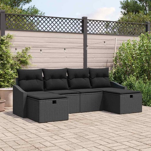 Garden Sofa Set with Cushion with Storage 6 pcs Poly Rattan