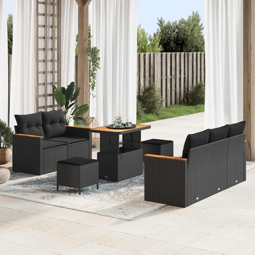 Garden Sofa Set 8 pcs Black Poly Rattan