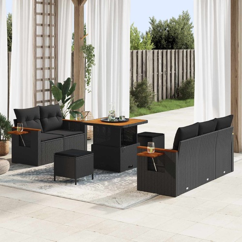 Garden Sofa Set 8 pcs Black Poly Rattan