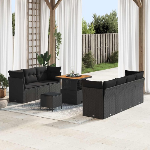 Garden Sofa Set with Cushion with Storage Manual 10 pcs Black