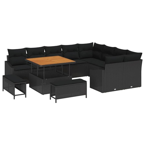 Garden Sofa Set with Cushion 12 pcs Black 100 x 100 x 71 cm