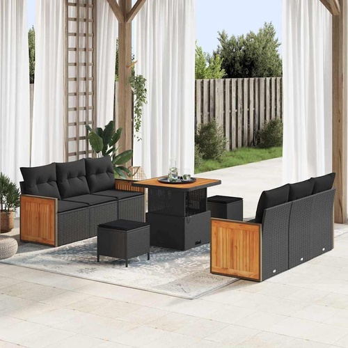 Garden Sofa Set 9 pcs Black 80 x 80 x 71 cm Poly Rattan