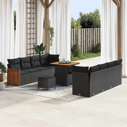 Garden Sofa Set 11 pcs Black 80 x 80 x 71 cm Poly Rattan