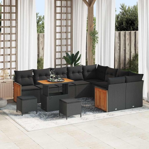 Garden Sofa Set 12 pcs Black 90 x 55 x 71 cm Poly Rattan