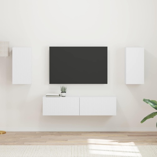 TV Cabinet Set 4 pcs White Engineered Wood