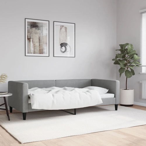 Day Bed without Mattress Light Grey 90x190 cm Fabric