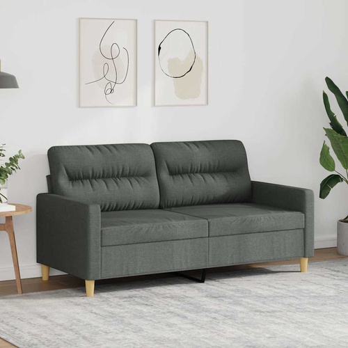 2-Seater Sofa Dark Grey 140 cm Fabric