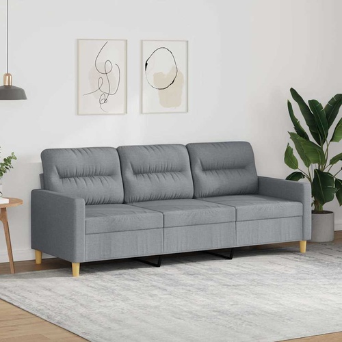 3-Seater Sofa Light Grey 180 cm Fabric