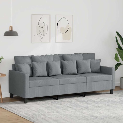 3-Seater Sofa Light Grey 180 cm Fabric