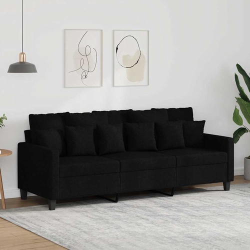 3-Seater Sofa Black 180 cm Fabric