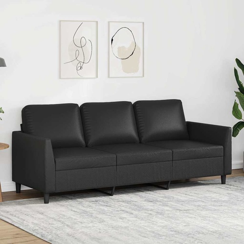 3-Seater Sofa Black 180 cm Faux Leather