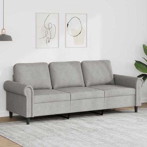 3-Seater Sofa Light Grey 180 cm Velvet