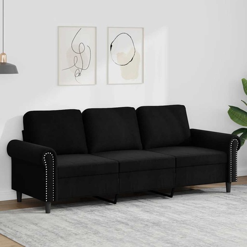 3-Seater Sofa Black 180 cm Velvet
