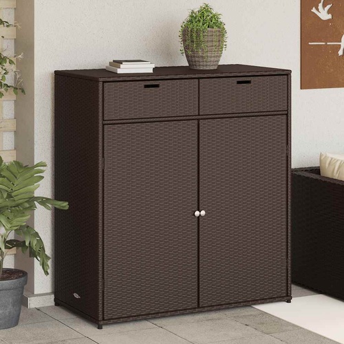 Garden Storage Cabinet Brown 105x55x113 cm Poly Rattan