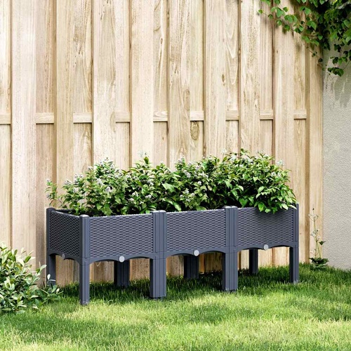 Garden Planter with Legs Blue Grey 120x40x42 cm PP